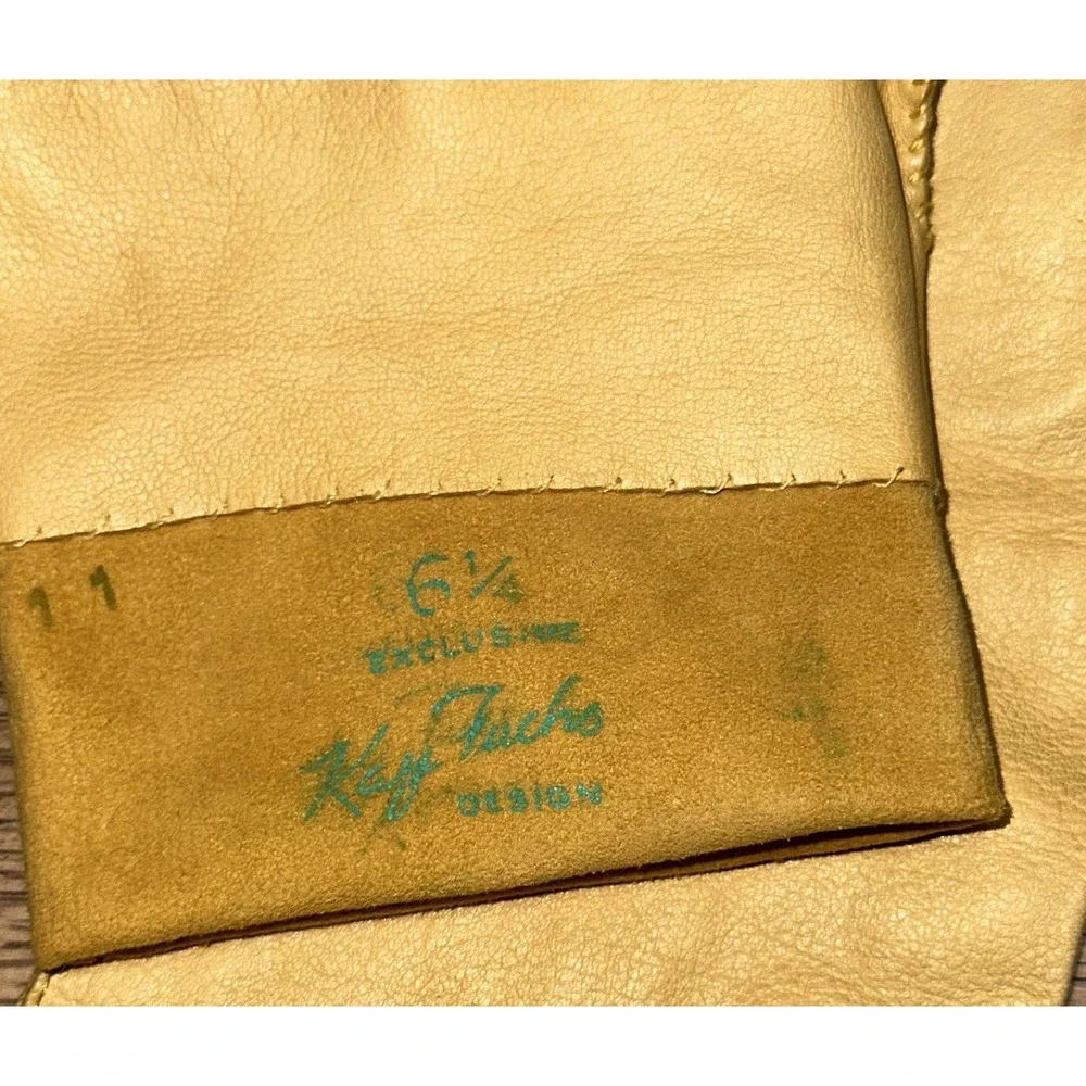 Vintage 1950's Kay Fuchs Design Yellow Kid Leather Long Opera‎ Gloves 6 1/4